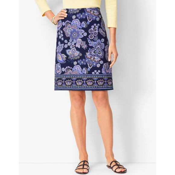 Talbots canvas a line skirt size 16w paisley print side zip - Picture 1 of 13